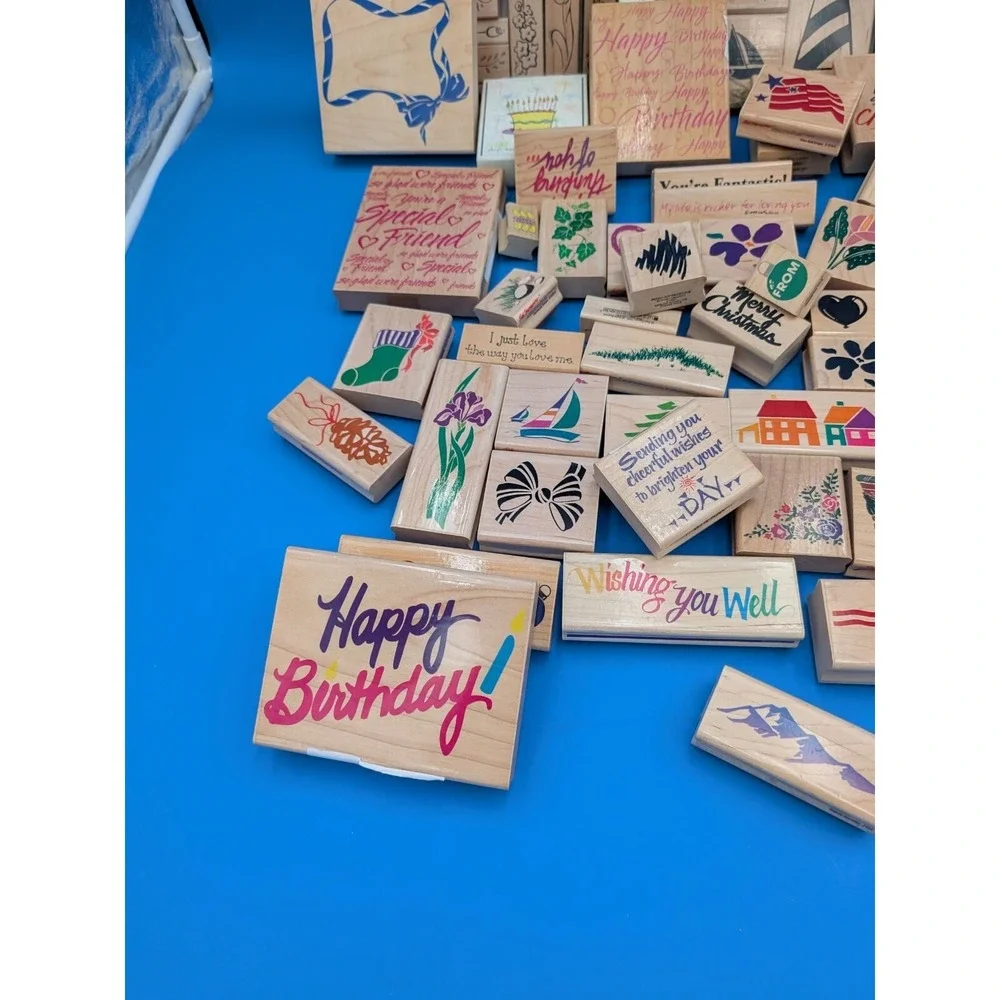 Wholesaler Reseller Crafter Enthusiast Wooden Rubber Stamp Lot Of 50+ Misc
